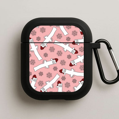 Wiggly Moom Xmas Hat Pattern Black AirPods Case