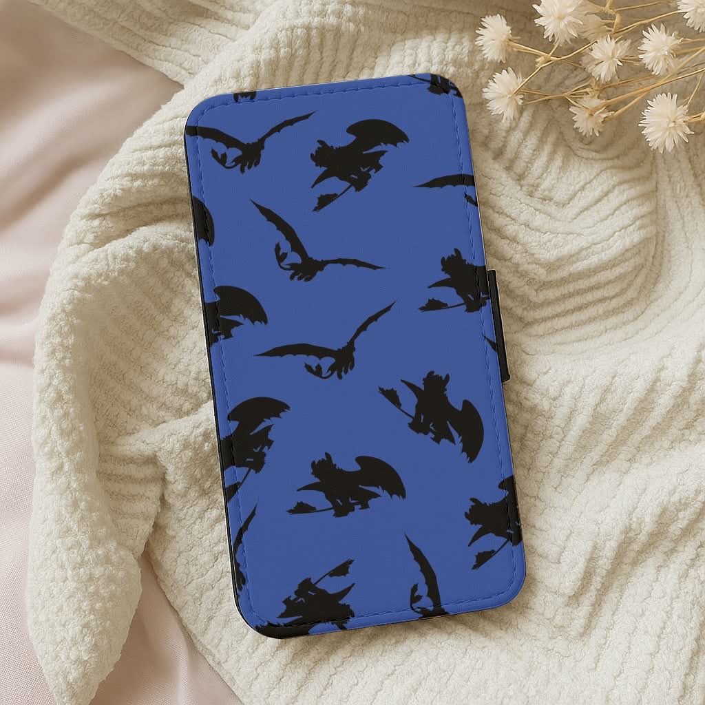 Dragon Silhouettes Pattern Leather Phone Case
