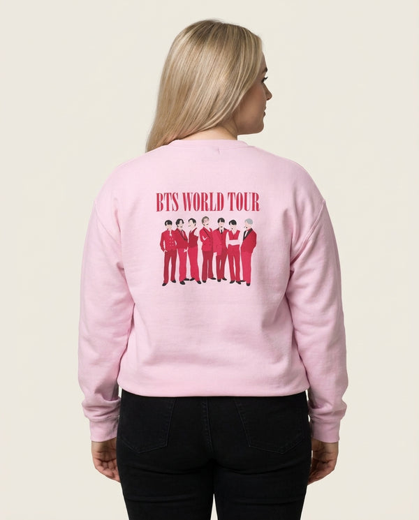 K-Pop Band World Tour 2026 Sweatshirt — Pink Back, worn