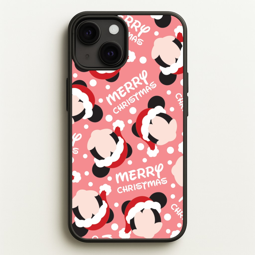 Merry Christmas Cartoon Mouse Pattern iPhone 13 Mini Case