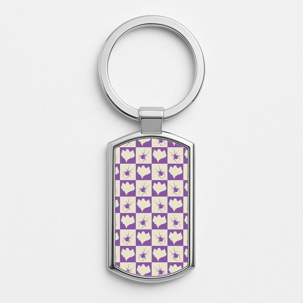 Spiders And Ghosts Checkered Pattern I Luxury Keyring