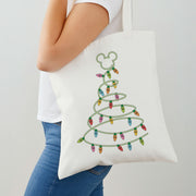 Cartoon Mouse Christmas Tree Lights Tote Bag 2