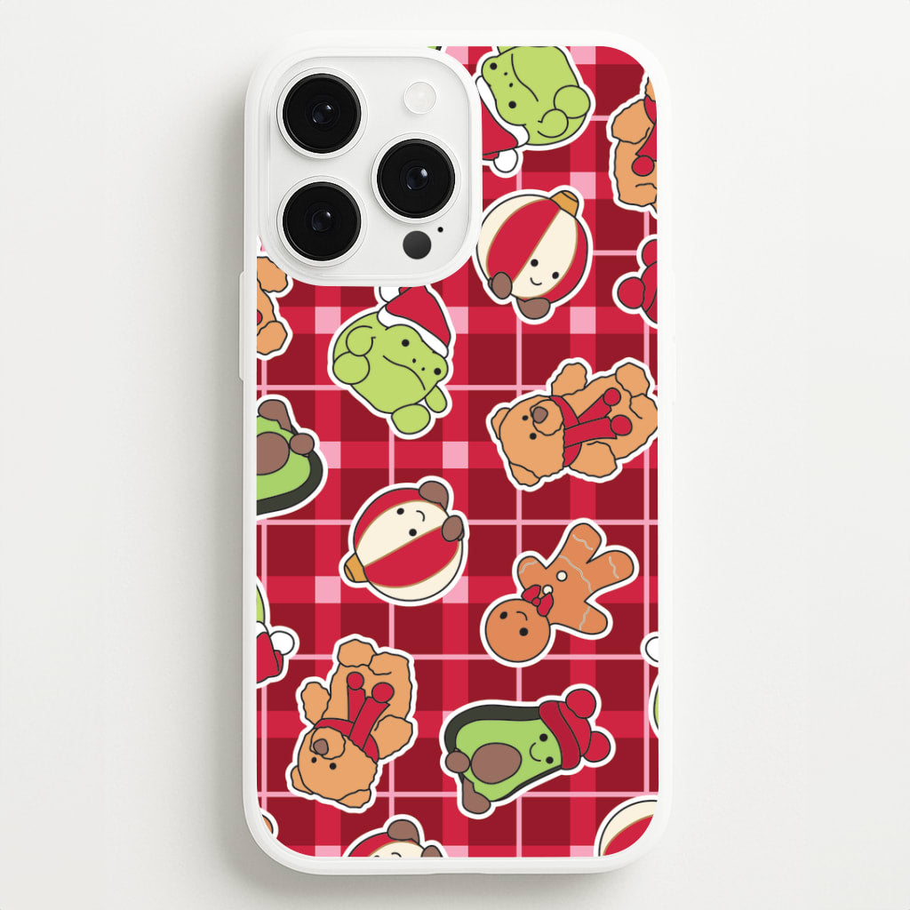 Christmas Plushies Tartan Pattern iPhone 13 Pro Max Case