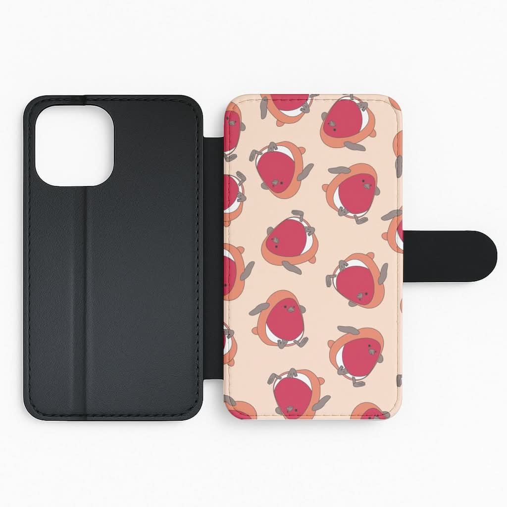 Christmas Robin Plush Pattern Flip Phone Case