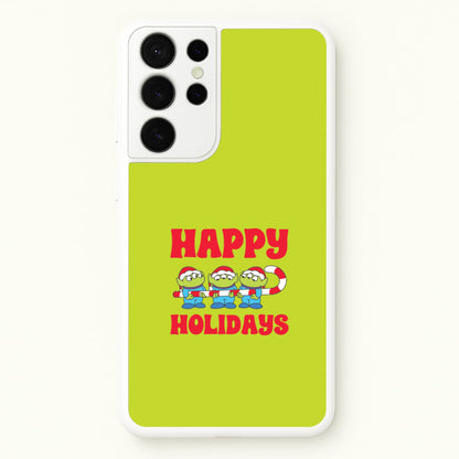 Happy Holidays Cute Green Aliens Galaxy S21 Ultra Case
