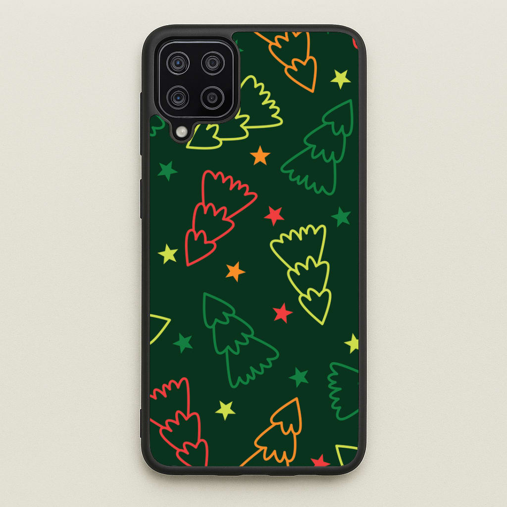 Colourful Christmas Tree Outlines Pattern Galaxy A12 Case