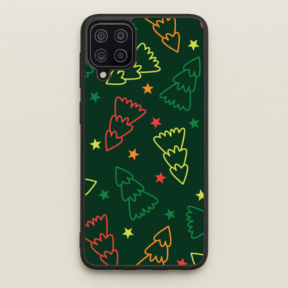 Colourful Christmas Tree Outlines Pattern Galaxy A12 Case
