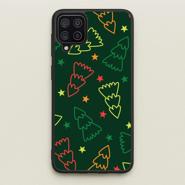 Colourful Christmas Tree Outlines Pattern Galaxy A12 Case