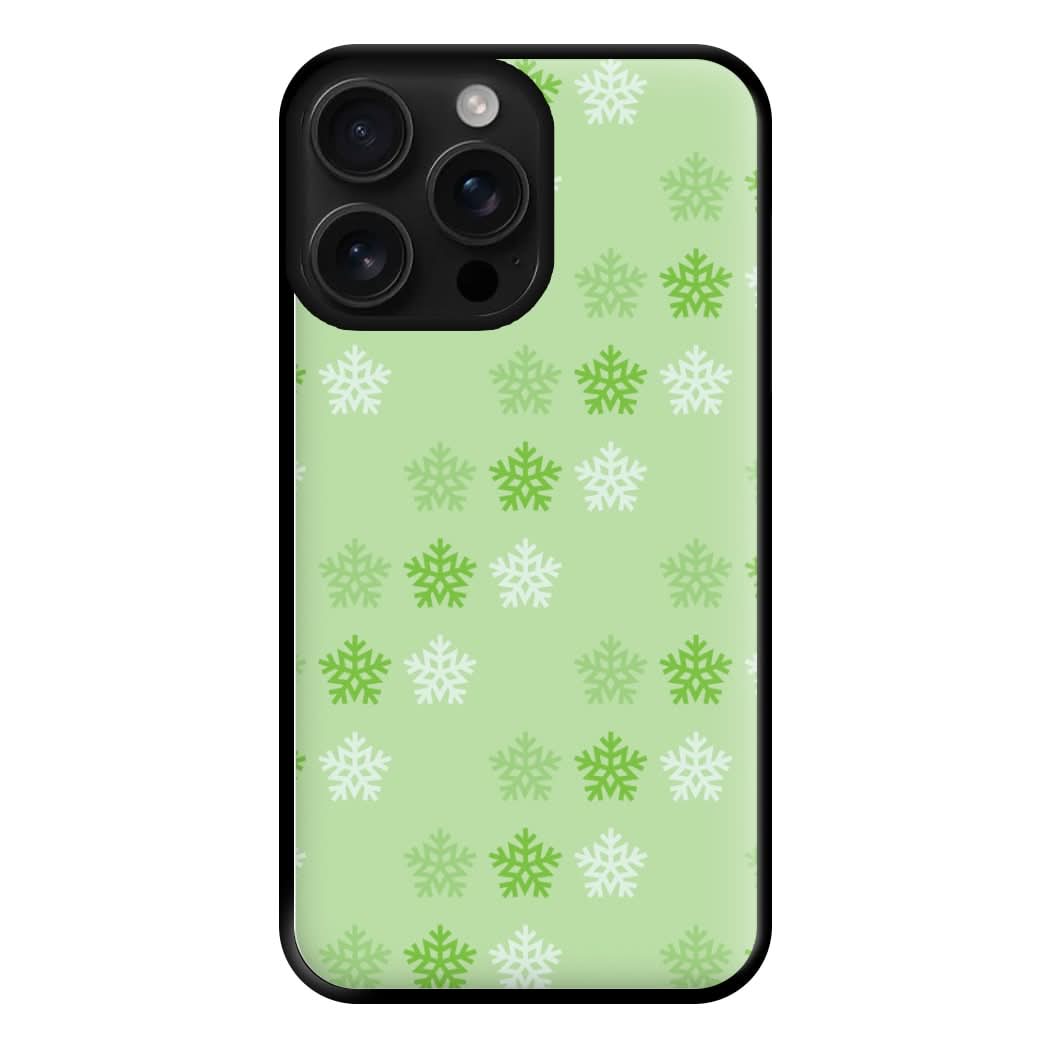Green Slowflakes Christmas Pattern Phone Case for Apple iPhone, Samsung Galaxy, Huawei and Google Pixel