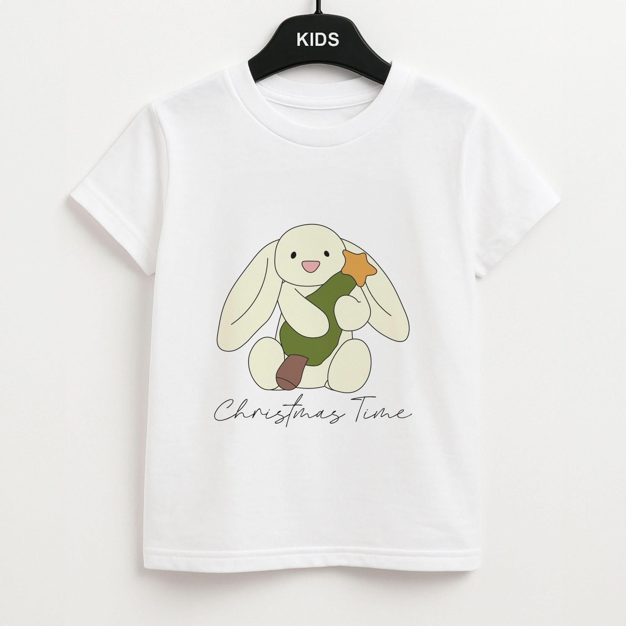 Christmas Bunny Stars Plush Kids T-Shirt