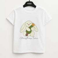 Christmas Bunny Stars Plush Kids T-Shirt