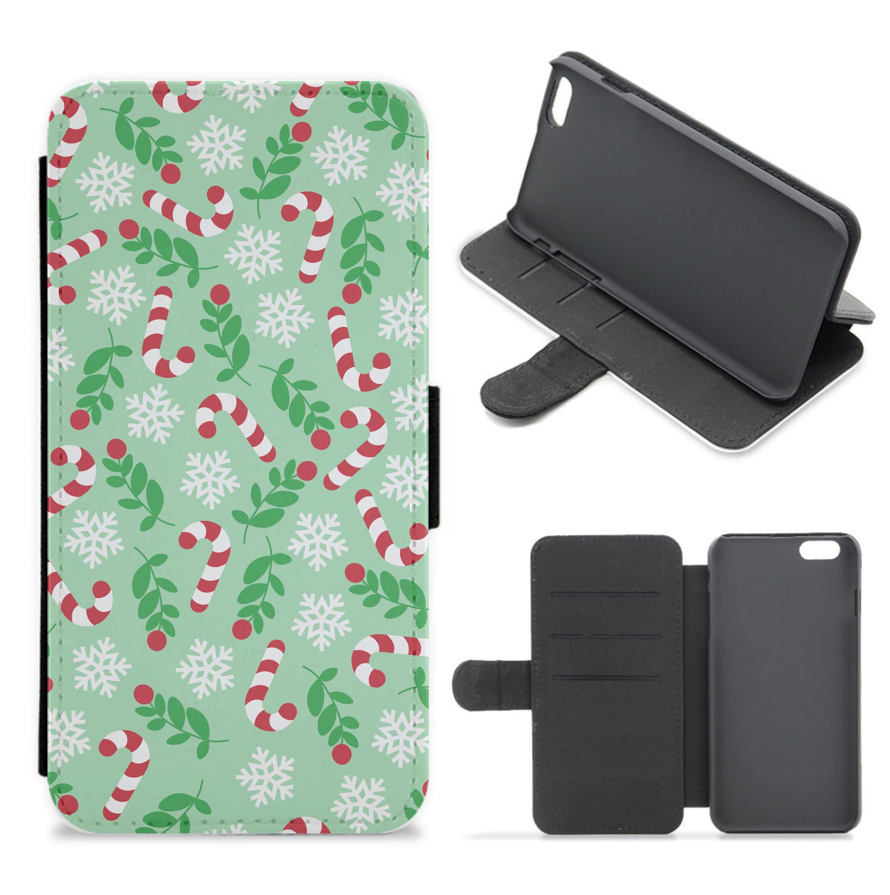 Snow Green Pattern Flip / Wallet Phone Case