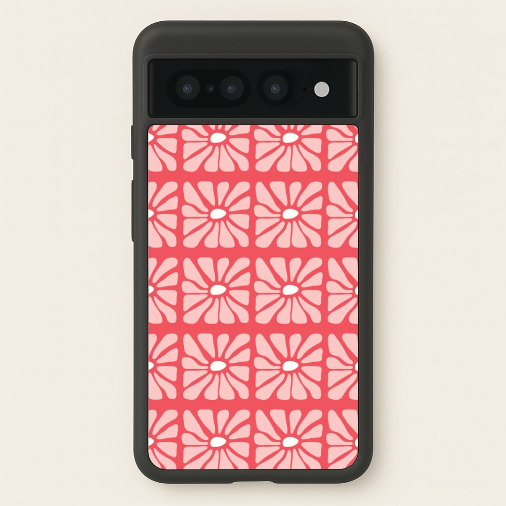 Square Abstract Flowers Pink Google Pixel 7 Pro Case
