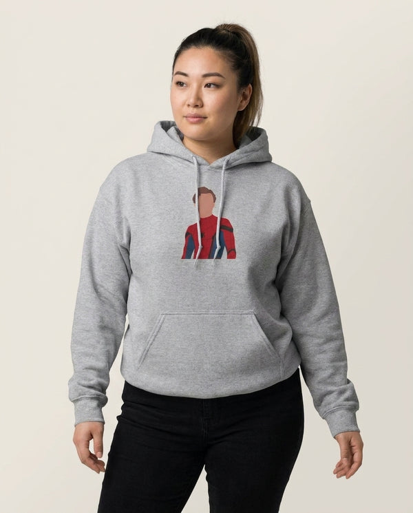 Spiderman Hoodie — Grey Front, worn