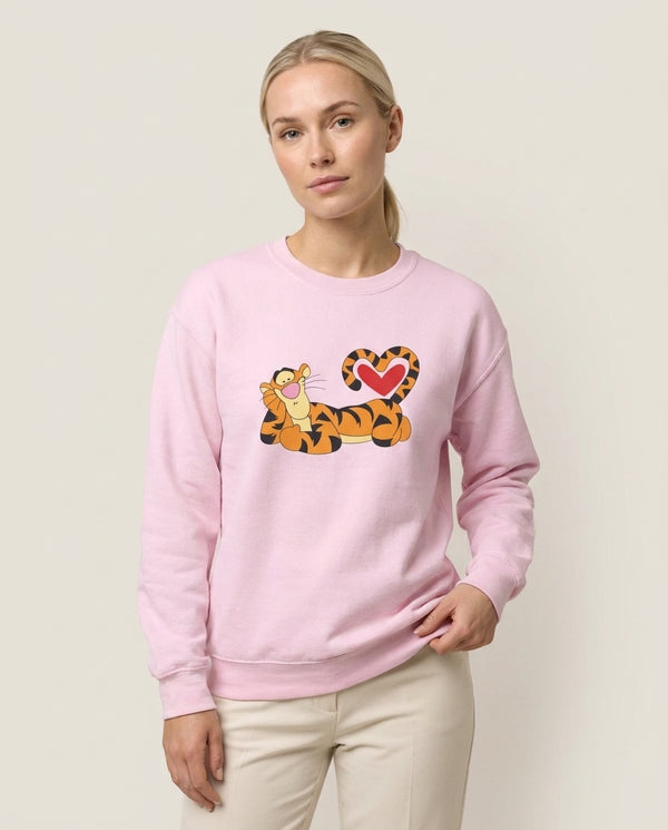 Tiger Valentine's Sweatshirt — Pink Front, worn