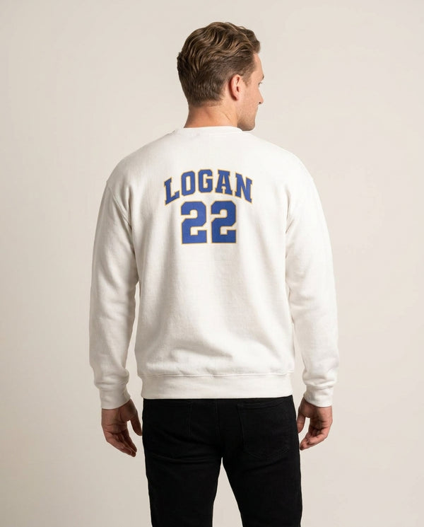 Logan Sweatshirt — White Back, worn