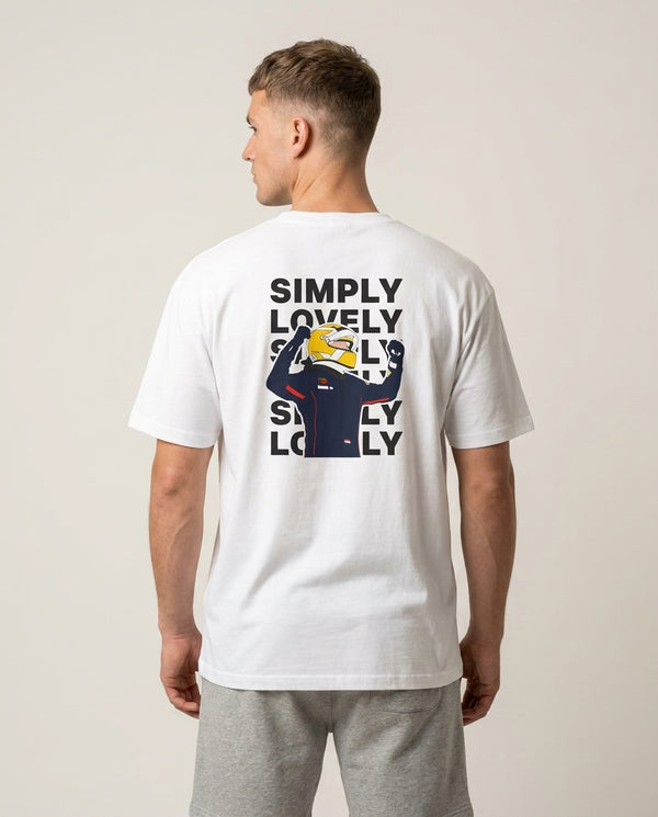 Max Simply Lovely T-Shirt — White Back, worn