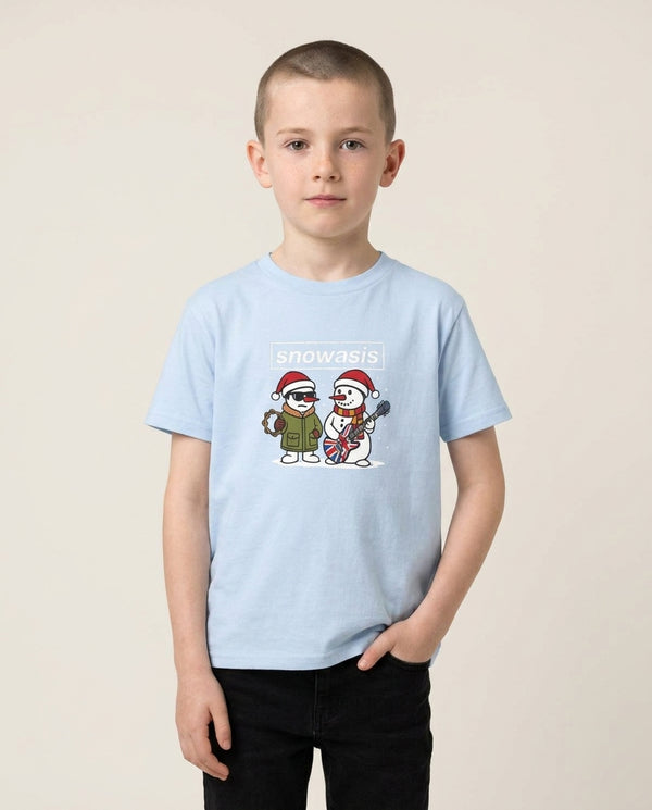 Snowasis Kids T-Shirt Blue Front, worn