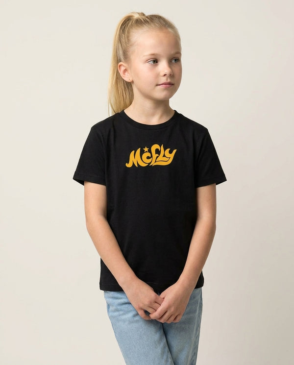 Star - McBand Kids T-Shirt — Black Front, worn