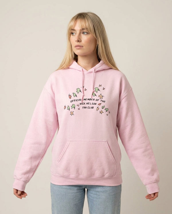 Official Member Of The Nick Nelson Fan Club - Heart TV Hoodie — Pink Front, worn