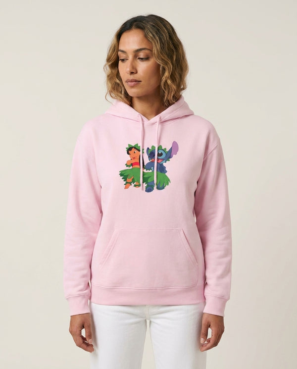 Lilo And Alien Blue Hoola Hoodie — Pink Front, worn