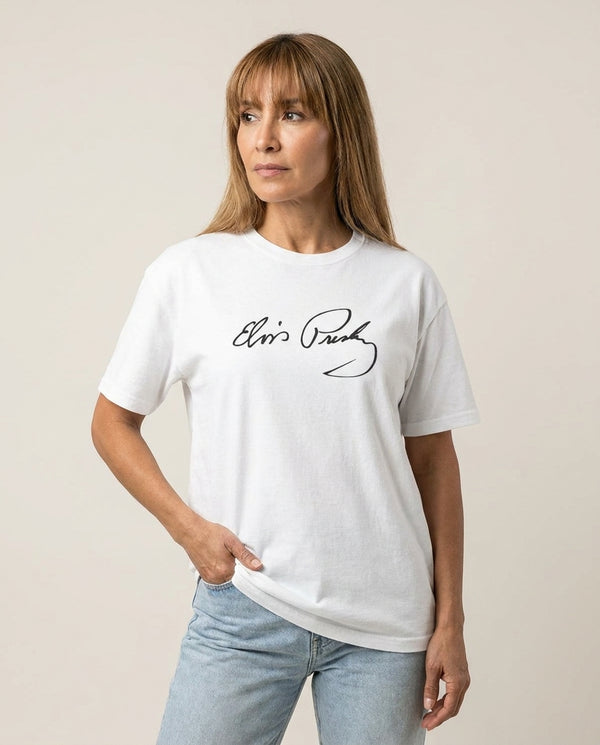 Signature T-Shirt — White Front, worn