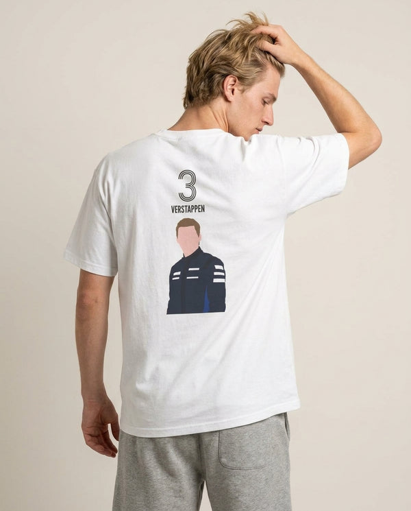 Verstappen 2026 T-Shirt — White Back, worn