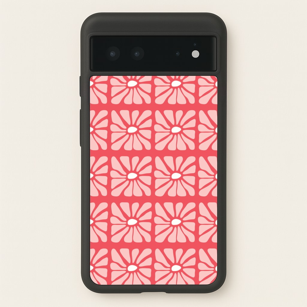 Square Abstract Flowers Pink Google Pixel 6 Case