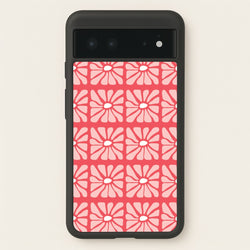 Square Abstract Flowers Pink Google Pixel 6 Case