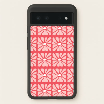 Square Abstract Flowers Pink Google Pixel 6 Case