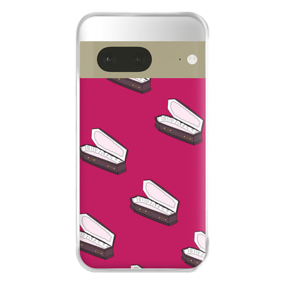 Bright Pink Coffin Pattern Google Pixel 7 Case