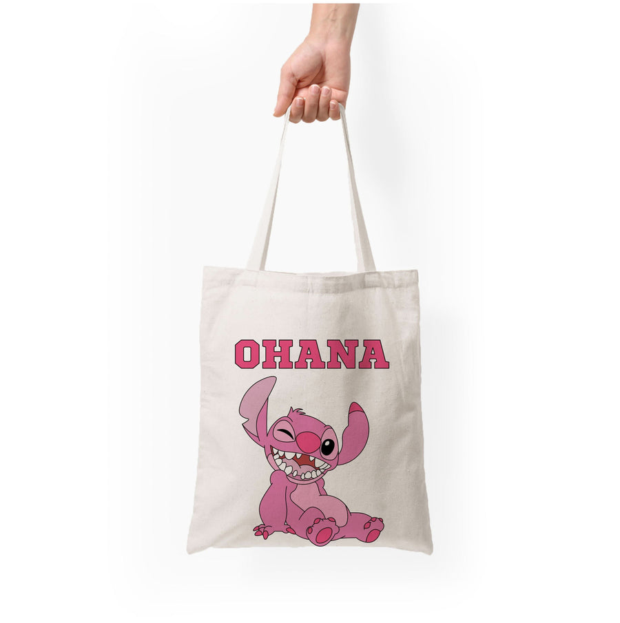 Pink Alien Ohana Tote Bag