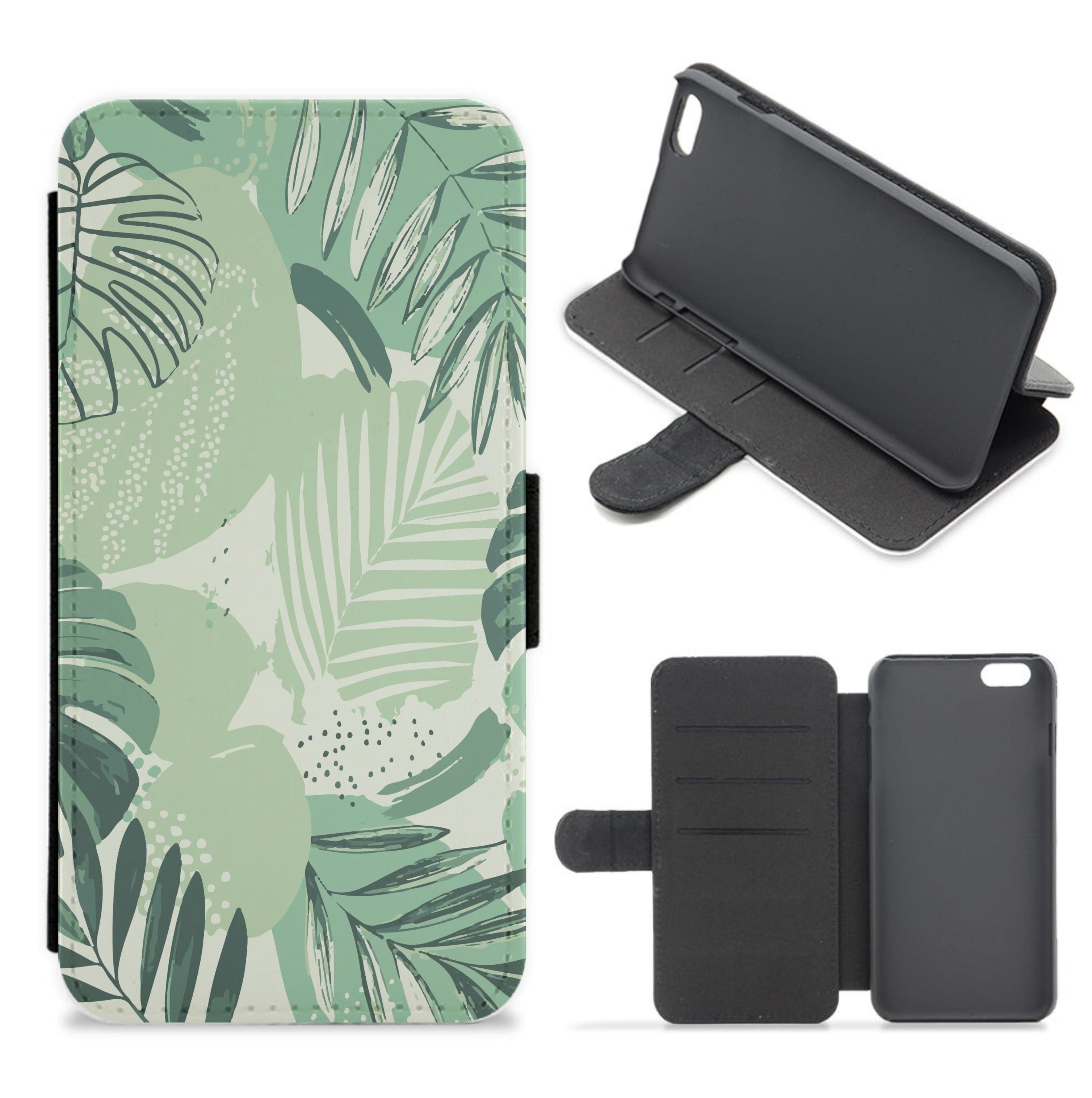 Green Leaf Pattern - Foliage Flip / Wallet Phone Case