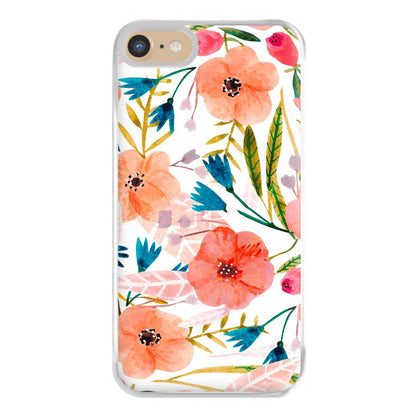 Peach Watercolour Floral Pattern Phone Case