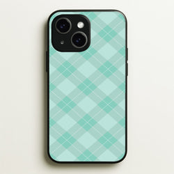 Light Cyan Tartan Christmas Pattern iPhone 15 Plus Case