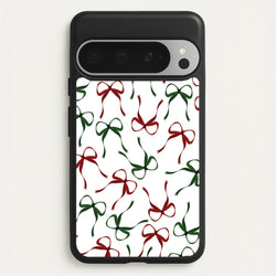Red And Green Coquette Christmas Bows Pattern Google Pixel 9 Pro XL Case