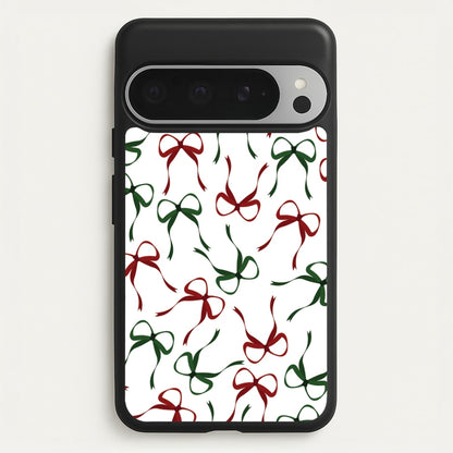 Red And Green Coquette Christmas Bows Pattern Google Pixel 9 Pro XL Case