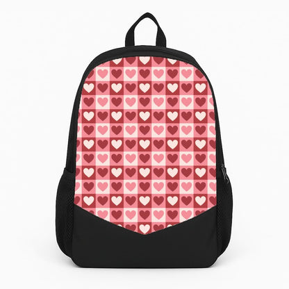 Pink Tartan Love Hearts Pattern Backpack
