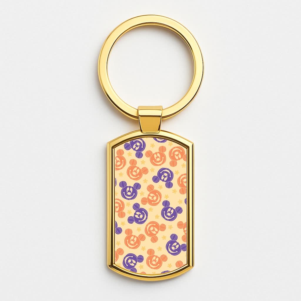 Pumkin Mouse And Stars Pattern Gold Keyring