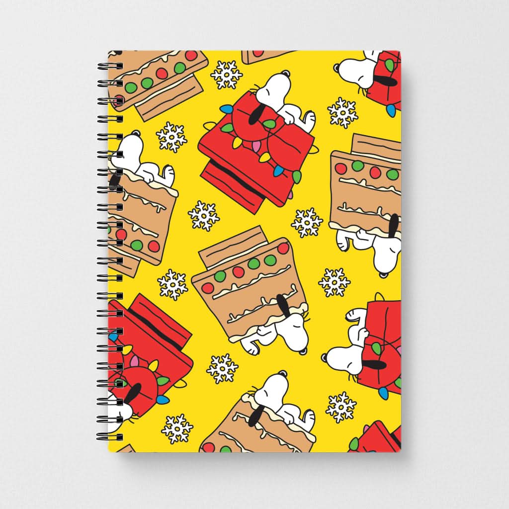 Cartoon Beagle Fairylights And Gingerbead Pattern Notebook