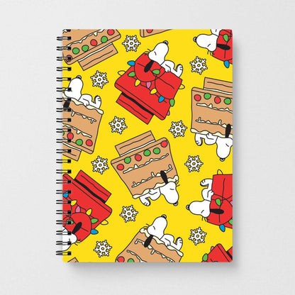 Cartoon Beagle Fairylights And Gingerbead Pattern Notebook