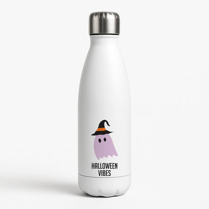 Purple Ghost Halloween Vibes White Water Bottle
