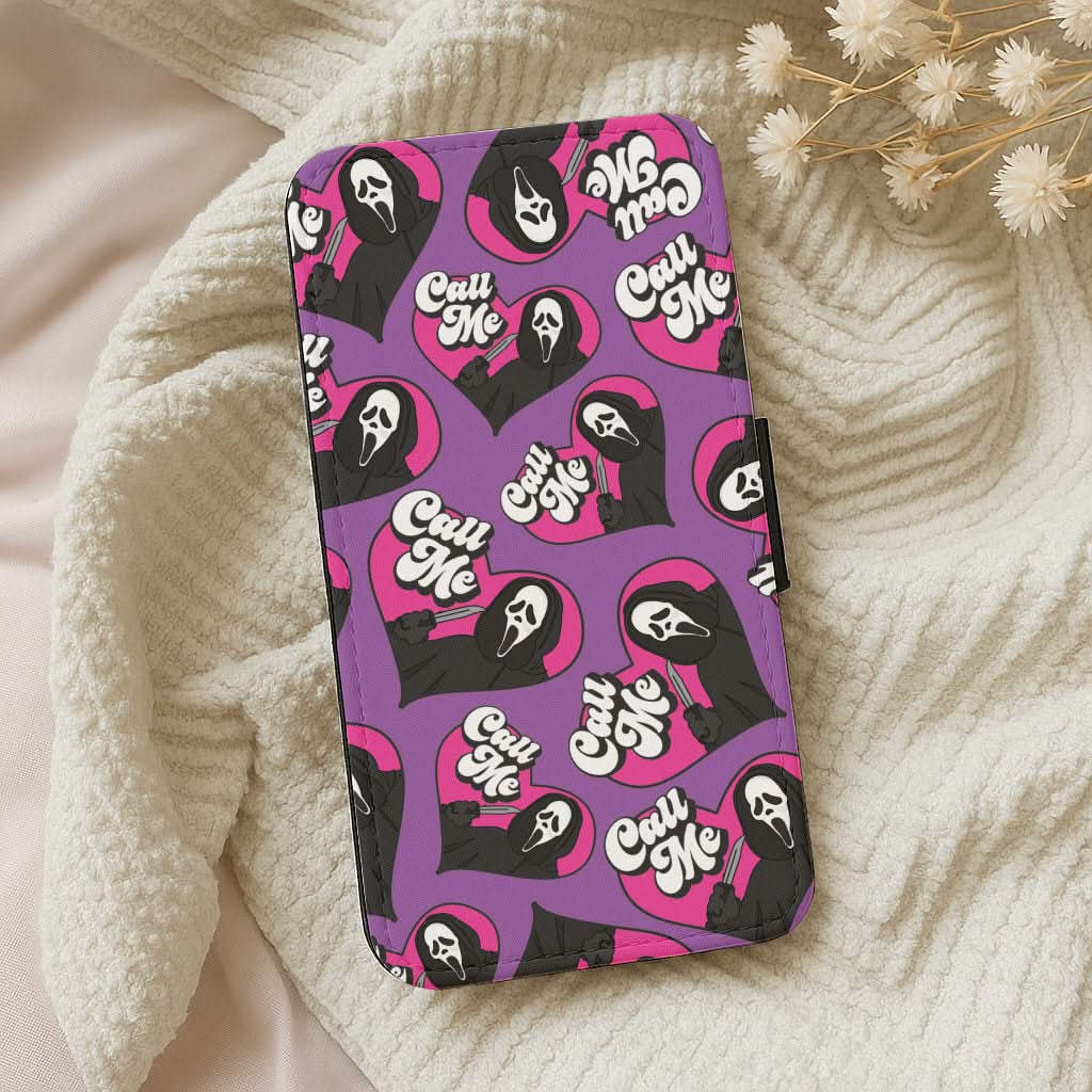 Call Me Heart Pattern Leather Phone Case