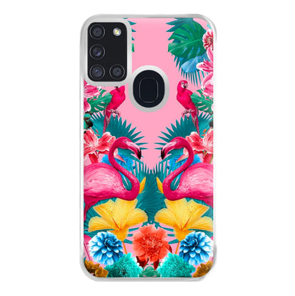 Flamingo and Tropical garden Phone Case