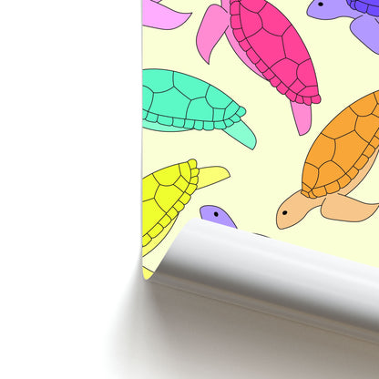 Multi Coloured Turtle Pattern - Sealife Poster