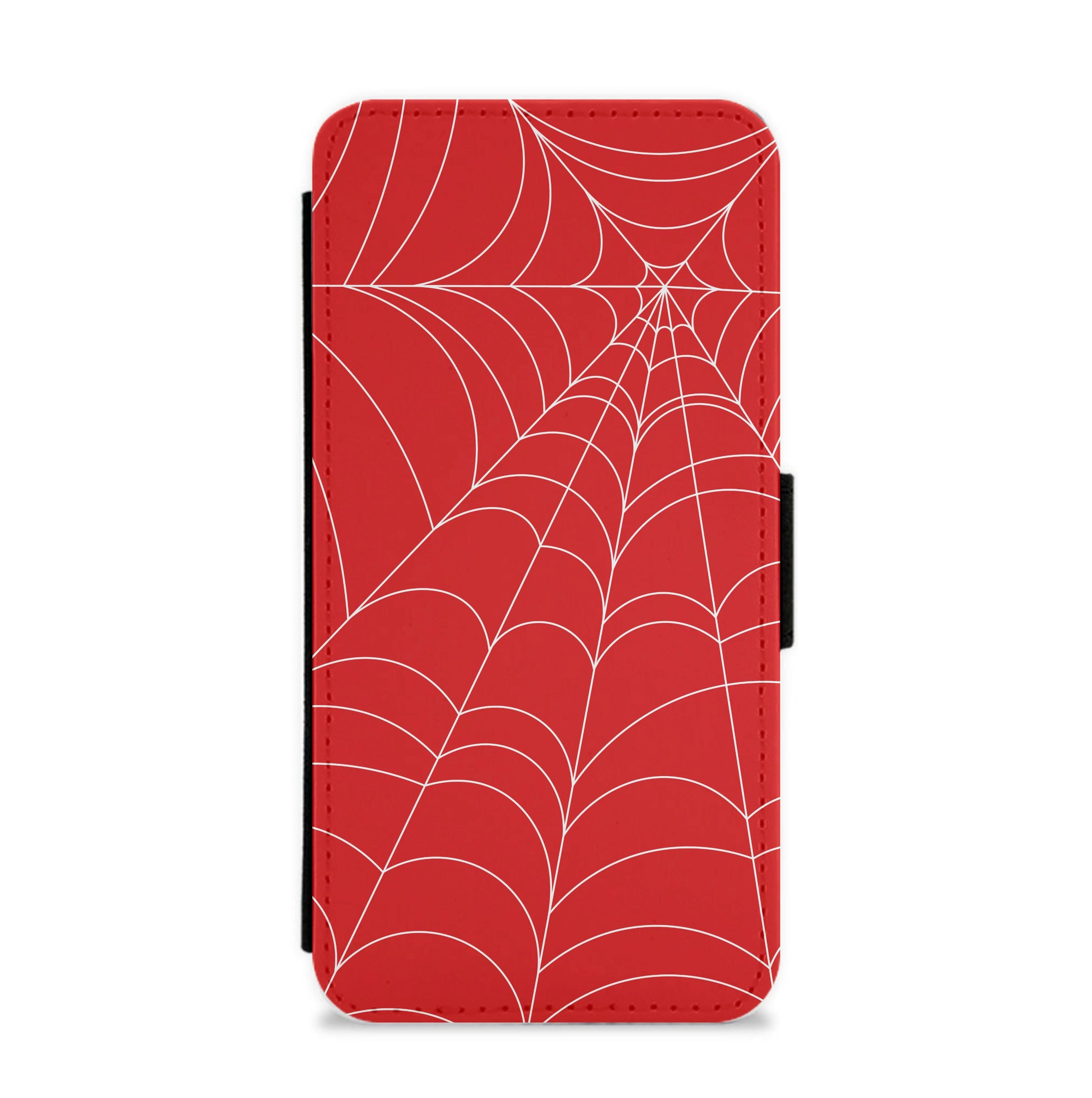 Red Cobwebs Pattern Flip / Wallet Phone Case