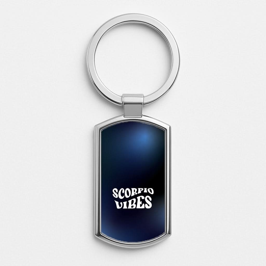 Scorpio Vibes Gradient Zodiac Silver Metal Keyring