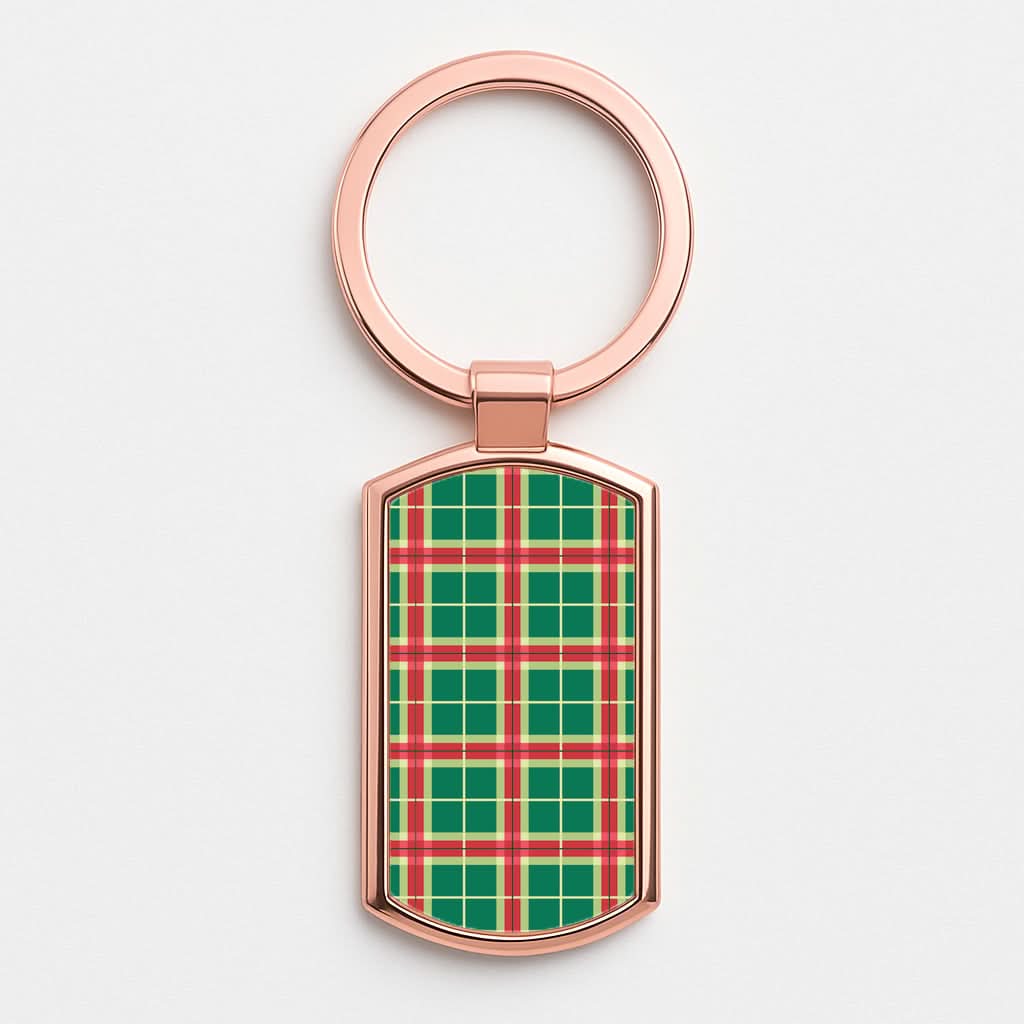 Red And Green Tartan II Christmas Pattern Rose Gold Keyring