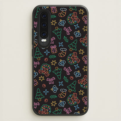 Neon Christmas Icons Pattern I Huawei P30 Case