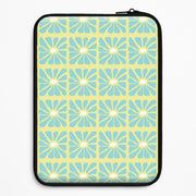 Square Abstract Flowers Blue Laptop Sleeve 1